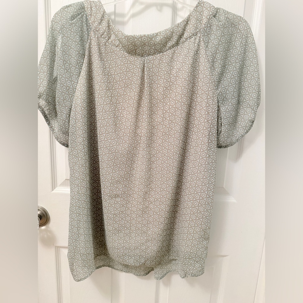 Dressbarn Plus Size 2x Womens Light Green Blouse Top Shirt Circles Lined AE - Picture 5 of 7